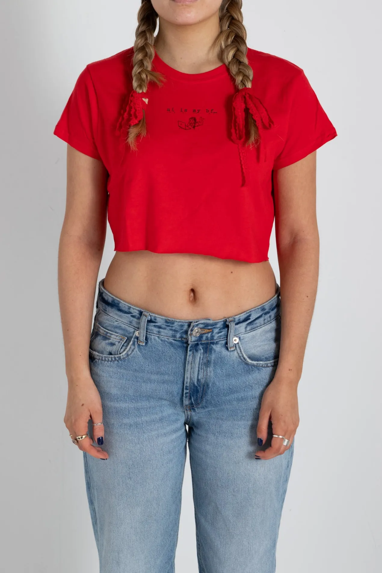 Women Daisy Street Tops | T-Shirts-Ai Is My Bf Cropped Tee