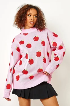 Women Daisy Street Hoodies & Sweatshirts-Apple Knitted Jumper