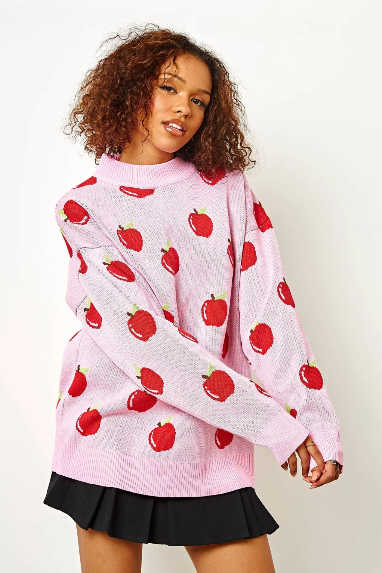 Women Daisy Street Hoodies & Sweatshirts-Apple Knitted Jumper