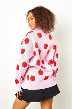 Women Daisy Street Hoodies & Sweatshirts-Apple Knitted Jumper
