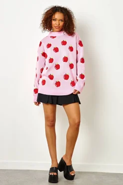 Women Daisy Street Hoodies & Sweatshirts-Apple Knitted Jumper