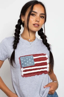 Women Daisy Street Tops | T-Shirts-Applique Flag Tee