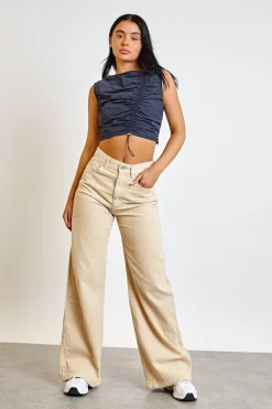 Women Daisy Street Tops-Asymmetric Ruched Crop Top