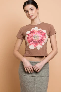Women Daisy Street Tops | T-Shirts-Baby Tee With Flower Motif
