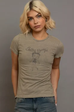 Women Daisy Street Tops | T-Shirts-Betty Boop Washed Fitted Tee