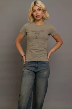 Women Daisy Street Tops | T-Shirts-Betty Boop Washed Fitted Tee