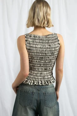 Women Daisy Street Tops-Boat Neck Top With All Over Shirring And Frill Hem