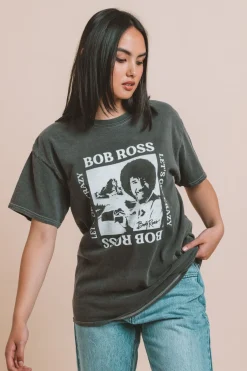Women Daisy Street T-Shirts-Bob Ross Let's Get Crazy Relaxed T-Shirt