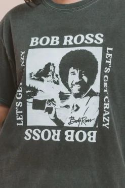 Women Daisy Street T-Shirts-Bob Ross Let's Get Crazy Relaxed T-Shirt