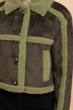 Women Daisy Street Jackets-Borg Detail Cropped Jacket