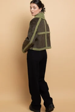 Women Daisy Street Jackets-Borg Detail Cropped Jacket