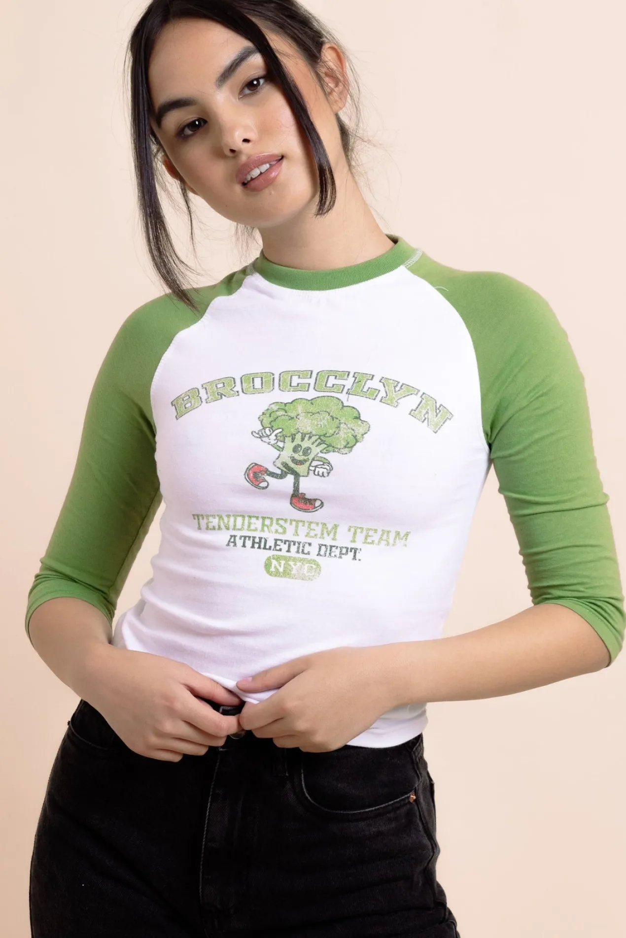 Women Daisy Street Tops-Brocclyn NYC Raglan Top