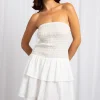 Women Daisy Street Dresses-Broderie Bandeau Tiered Mini Dress