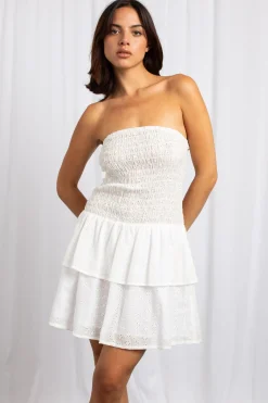 Women Daisy Street Dresses-Broderie Bandeau Tiered Mini Dress