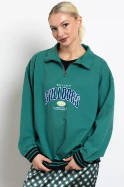 Women Daisy Street Tops | Hoodies & Sweatshirts-Bulldogs 1/4 Zip Sweater
