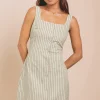 Women Daisy Street Dresses-Button Front Square Neck Mini Dress