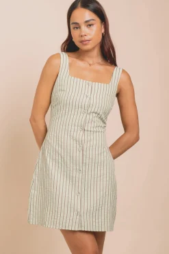 Women Daisy Street Dresses-Button Front Square Neck Mini Dress