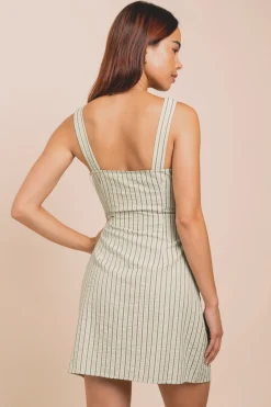 Women Daisy Street Dresses-Button Front Square Neck Mini Dress