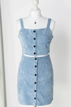 Women Daisy Street Tops-Button Up Crop Top in Cord