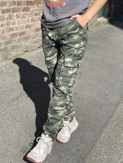 Women Daisy Street Trousers-Cargo Trouser in Camo