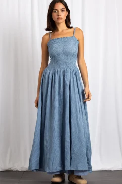 Women Daisy Street Dresses-Check Drop Waist Detail Maxi Dress
