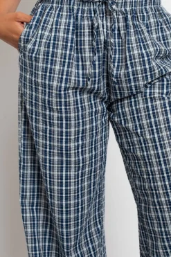 Women Daisy Street Trousers-Check Wide Leg Trouser With Drawcord Waist