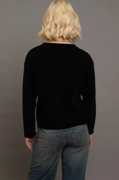 Women Daisy Street Tops-Chenille Bow Motif Sweater