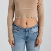 Women Daisy Street Tops-Contrast Stitch Crop Top