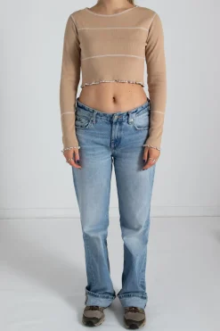 Women Daisy Street Tops-Contrast Stitch Crop Top