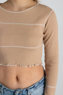 Women Daisy Street Tops-Contrast Stitch Crop Top