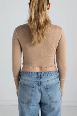 Women Daisy Street Tops-Contrast Stitch Crop Top