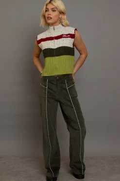 Women Daisy Street Trousers-Cord Flared Trousers