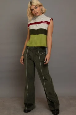 Women Daisy Street Trousers-Cord Flared Trousers