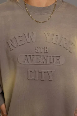 Women Daisy Street Hoodies & Sweatshirts-Crew Neck Sweat With Embossed Text