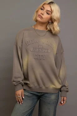 Women Daisy Street Hoodies & Sweatshirts-Crew Neck Sweat With Embossed Text
