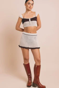 Women Daisy Street Dresses-Crochet Mini Skirt