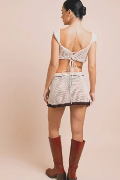 Women Daisy Street Dresses-Crochet Mini Skirt