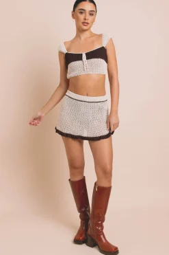 Women Daisy Street Dresses-Crochet Mini Skirt