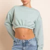 Women Daisy Street Hoodies & Sweatshirts-Crop Sweater in Salt
