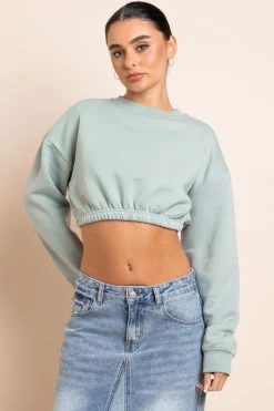 Women Daisy Street Hoodies & Sweatshirts-Crop Sweater in Salt