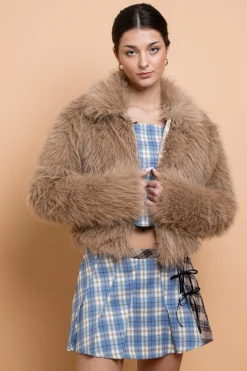 Women Daisy Street Partywear | Jackets-Cropped Faux Fur Jacket