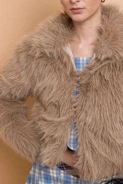 Women Daisy Street Partywear | Jackets-Cropped Faux Fur Jacket