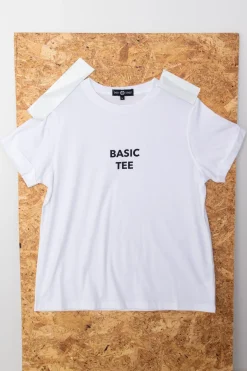 Women Daisy Street T-Shirts-Cropped T-Shirt with Basic Tee Print
