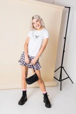 Women Daisy Street T-Shirts-Cropped T-Shirt with Basic Tee Print
