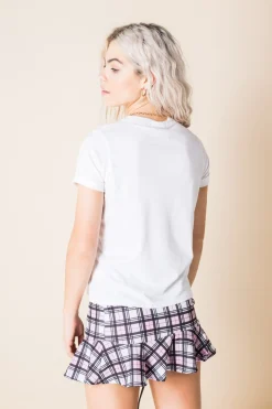 Women Daisy Street T-Shirts-Cropped T-Shirt with Basic Tee Print
