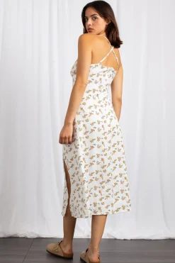 Women Daisy Street Dresses-Cross Back Ruched Bust Midi Dress With High Split