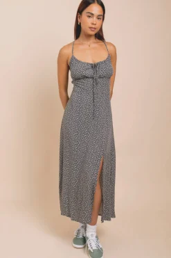 Women Daisy Street Dresses-Cross Over Strap Ruched Bust Midi Dress With Split
