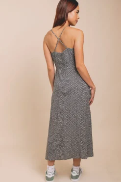 Women Daisy Street Dresses-Cross Over Strap Ruched Bust Midi Dress With Split