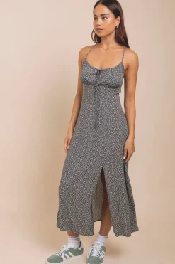 Women Daisy Street Dresses-Cross Over Strap Ruched Bust Midi Dress With Split