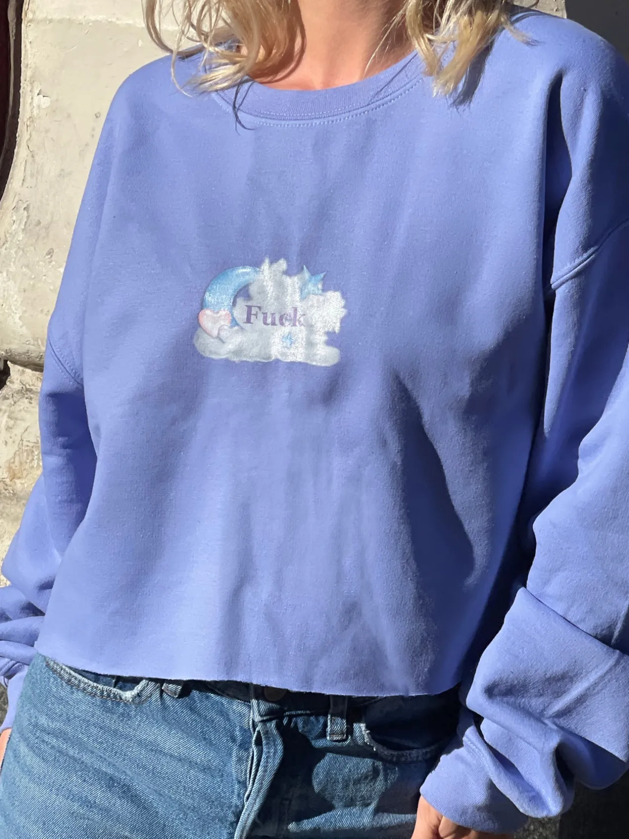 Women Daisy Street Hoodies & Sweatshirts-Cute as F*ck Cropped Sweat